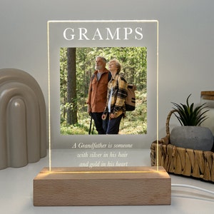 Personalized Custom Photo Picture LED Wood Stand Light Up Lamp Happy Fathers Day Gift For Gramps Grandpa Granddaddy Granddad From Grandkids
