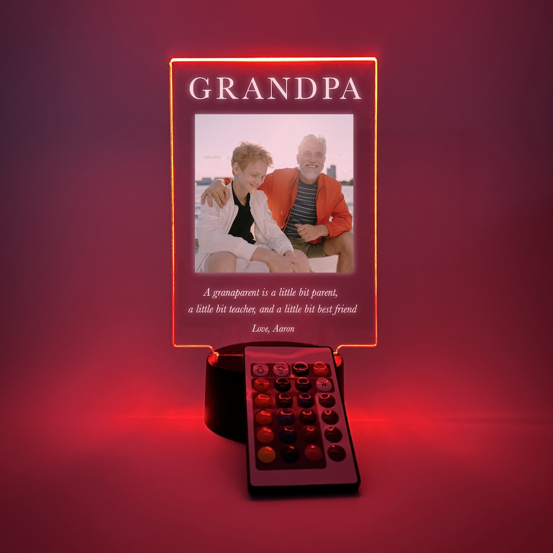 Personalized Grandpa Gift, Custom Photo Night Light Father’s Day Gift for Grandpa 3D LED Lamp ...