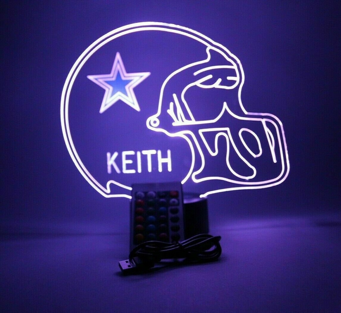 Dallas Cowboys Night Light Up Table Lamp Sports Football Etsy