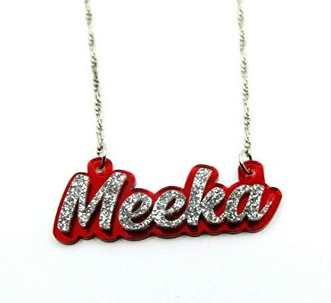 Name Necklace Plate Personalized Custom Silver Nameplate Jewelry Laser