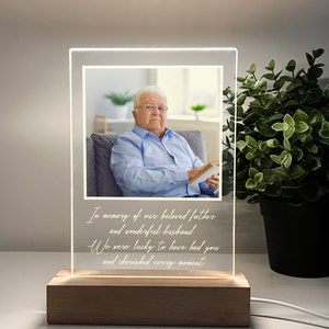 Custom Personalized Photo LED Wood Stand Room Night Light Up Table Lamp In Loving Memory Condolence Remembrance Loss Sympathy Memorial Gift image 9