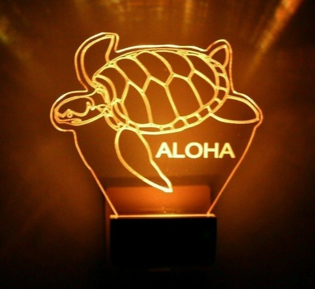 Sea Turtle Night Light Multi Color Personalized LED Wall Plugin, Cool