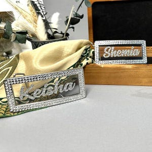 Adjustable Belt Buckle Laser Cut Personalized Custom Bling Rhinestone Silver Glitter Any Name, Word - Fantastically Unique and Eye Catching!