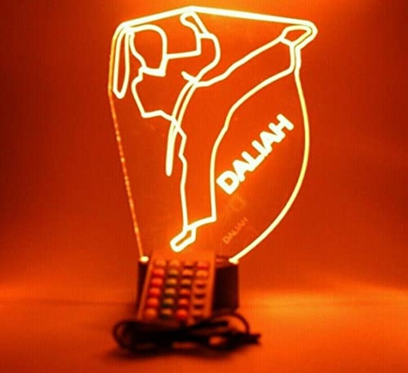 With Remote Female Girl Karate Martial Arts Kung-fu Night Light Up Table Desk Lamp LED Personalized Free Engraved Name It/'s Wow 16 Colors
