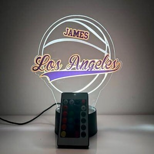 Los Angeles American Basketball Player Fan Sport Themed Ball Lamp Night Light Up LED Personalisierte 16 Farben mit Fernbedienung Made in America