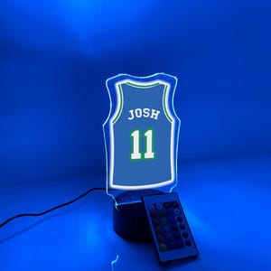 Personalized Name & Number Basketball Jersey Player Fan Team Hoops Sports Themed Night Light 16 Colors Lamp LED Room Man Cave Decor, Dallas