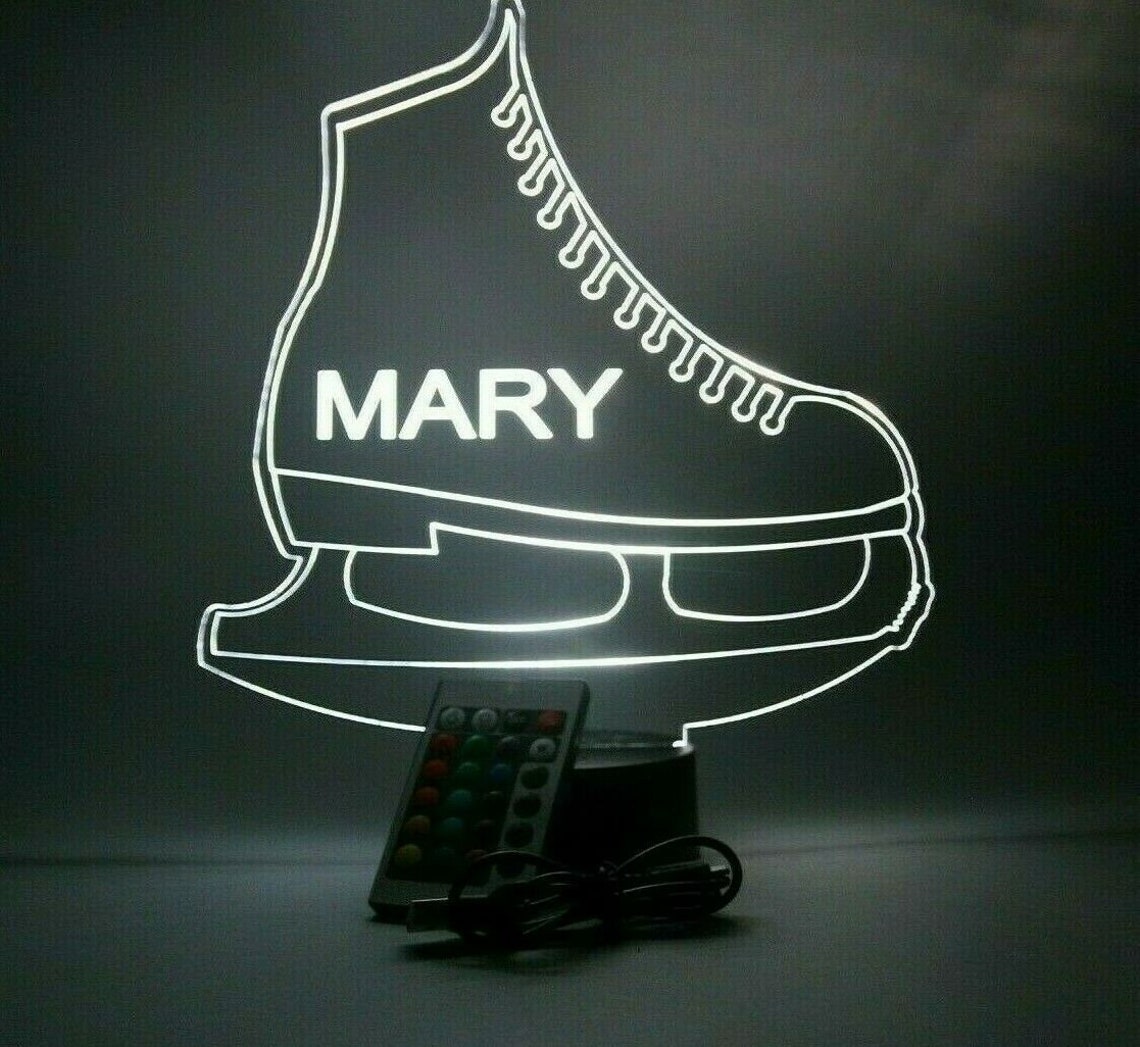Figure Skating Ice Skate Night Light Up Table Desk Lamp LED Etsy