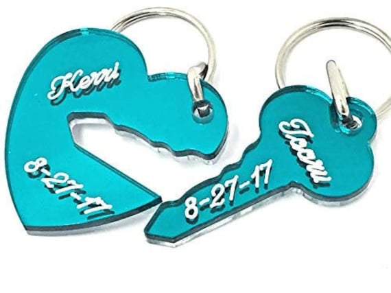 Mirror Mania Personalized Acrylic Heart Keychain – Custom Engraved, 2 Inch, Free Engraving, Handmade USA