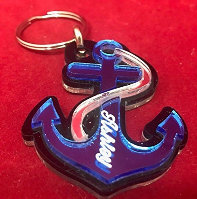 Boat Anchor Keychain Personalized Custom Name Free Engraved Etsy