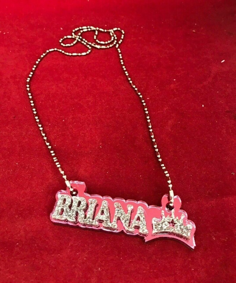 Dazzling and Stunning! Made to Order Any Name and Color Personalized Name Plate Custom Name Necklace Nameplate Name Laser Cut Diamond Look