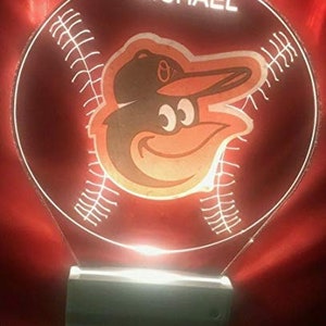 Baltimore Orioles Sports Baseball Night Light Multi Color Personalized LED Room Wall Plug-in Cool-Touch Smart Dusk to Dawn Sensor Super Cool image 6