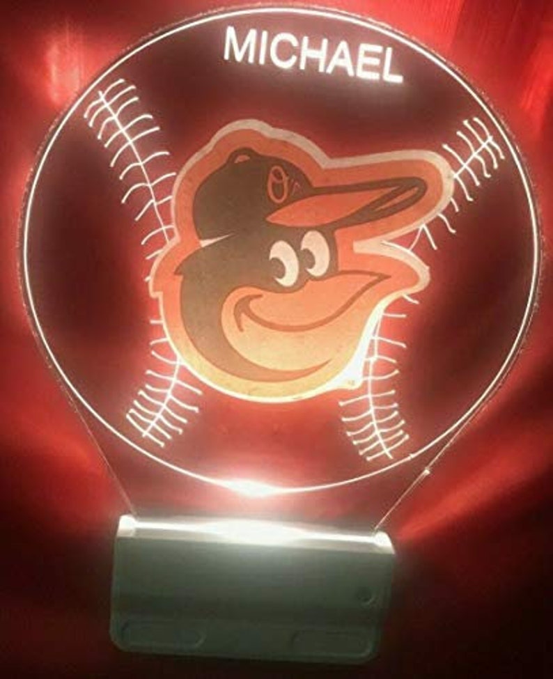 Baltimore Orioles Sports Baseball Night Light Multi Color Personalized LED Room Wall Plug-in Cool-Touch Smart Dusk to Dawn Sensor Super Cool image 6