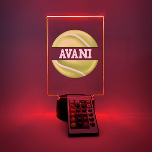 Custom Personalized Name LED Night Light Up Table Desk Lamp Tennis Sports Soccer Ball Match Game School Team Player Fan Boys Girls Room Gift