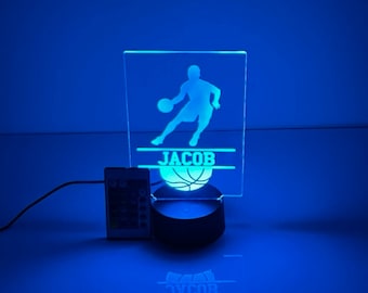 TriPro Jugador De Baloncesto 3D Ilusión LED Lámpara De Escritorio Luz Nocturna Con 16 Colores Ventiladores Decoraciones
