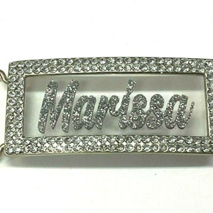 Adjustable Belt Buckle Laser Cut Personalized Custom Bling Rhinestone Silver Glitter Any Name, Word Fantastically Unique and Eye Catching image 7