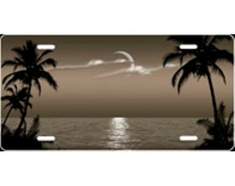 Palm Tree Scenic Personalized Custom License Vanity Plate Free Engraved Auto Car Tag Vehicle License Plate Beautifully Designed, Great Gift!