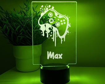 Personalisierte LED 16 Farbe Leuchten Lampenständer Jungen Gaming Game Controller & Mehr Design-Wahl-Weihnachten-Zuhause-Raum-Dekor-Geschenk für Ihn