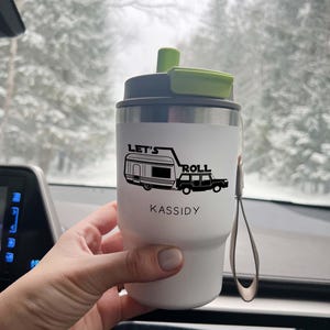 Personalized 16oz Double Wall Stainless Steel Vacuum Insulated Powder Coated Tumbler Coffee Travel Mug Featuring 2in1 Lid Cupholder Friendly