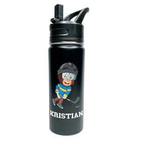 Gourde de sport isolée personnalisée en acier inoxydable de 18/32 oz Nom personnalisé joueur de hockey fan de l&#39;équipe Fioles thermiques classiques et facile à transporter