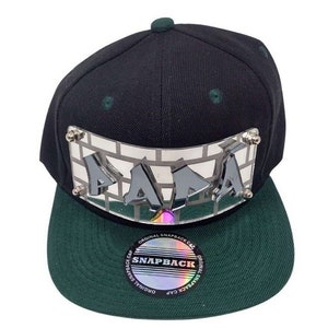 Personalized Custom Snapback Hat Six Panel Flat Bill Snap Back Hat Cap, Laser Cut Graffiti Letters, Custom Made to Order, Exclusive Creation