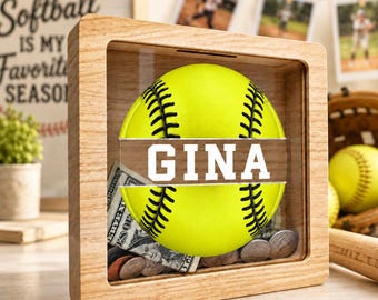 Personalized Savings Piggy Bank Money Box, Softball Sports Player Girls Team Softball Room Decor Ideal Holiday Gift, Teach Savings in Style!