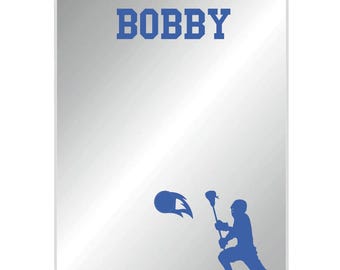 Sports Player Team Club Locker Mirror Magnet Back to School Decor Male Lacrosse Athlete | Magnetic Organizer Accessory | Personalized  Free!