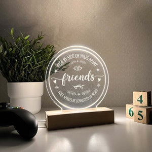 Côte à côte ou à des kilomètres l'un de l'autre, cadeau de déménagement, distance d'amitié, cadeau de Noël, cadeau interurbain, veilleuse LED cadeau meilleur ami