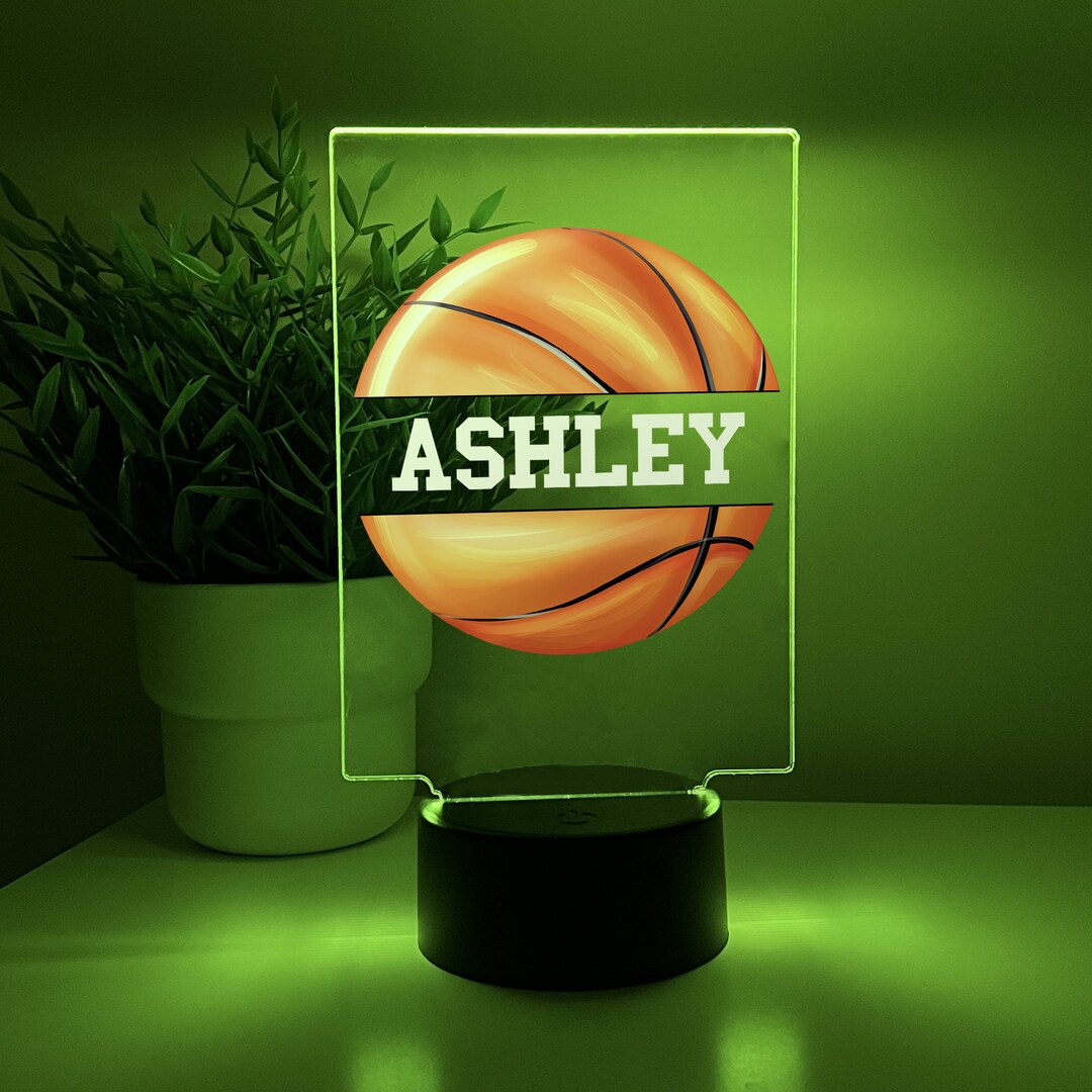 Custom Personalized Name LED Night Light up Table Desk Lamp Basketball