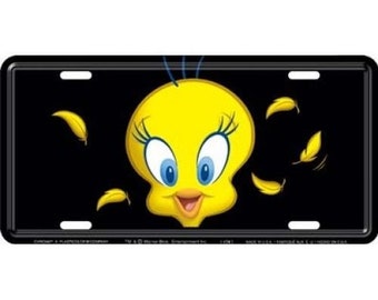 Tweety Bird Personalized Custom License Vanity Plate Free Engrave Auto Tweety Car Tag Vehicle License Plate Beautifully Designed, Great Gift