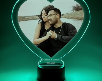 Ecavboc Personalisierter LED-Fotorahmen – Mit Individuellem Text & Foto, USB-betrieben, Als Geschenk