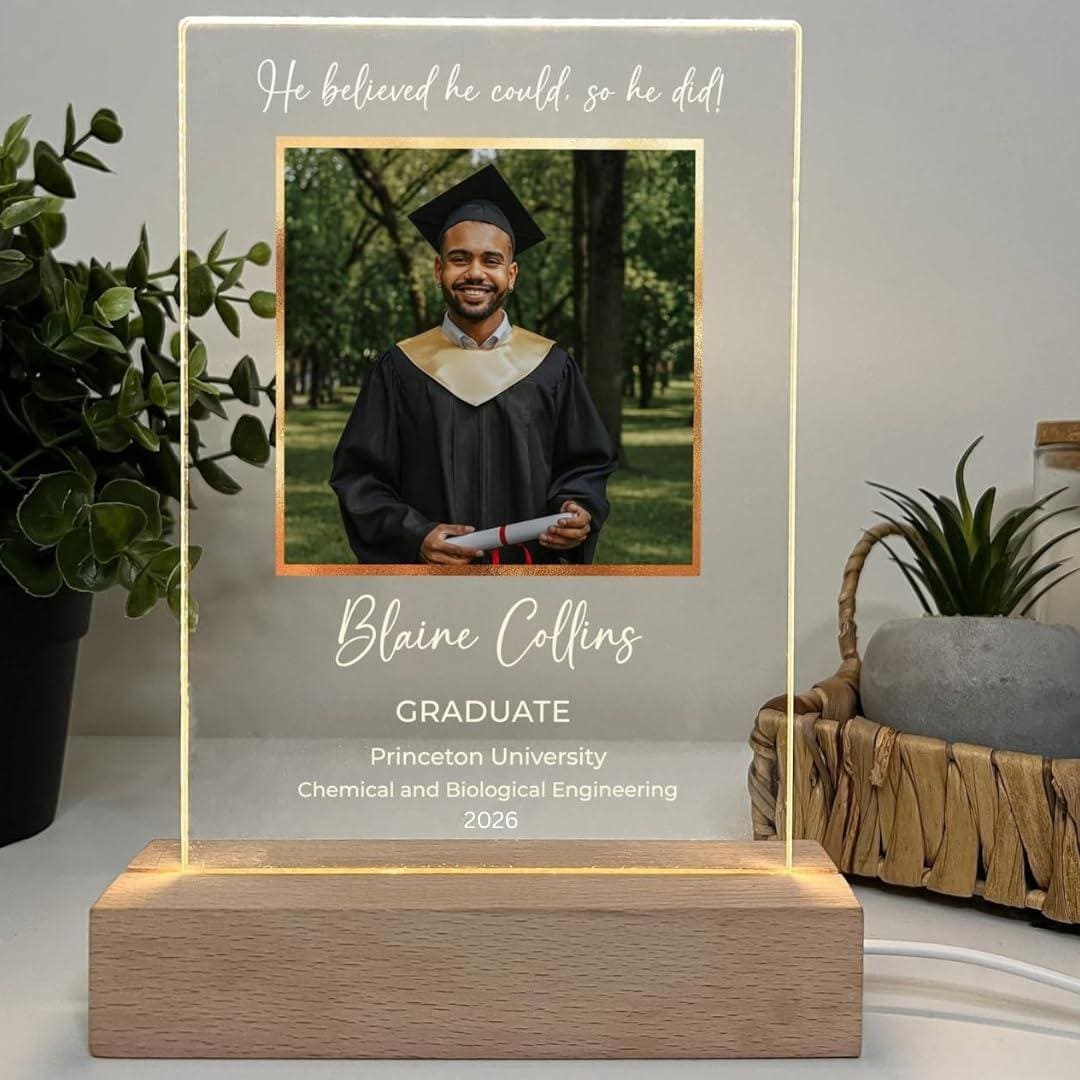 Personalized Photo Picture LED Wood Light up Stand Plaque Custom