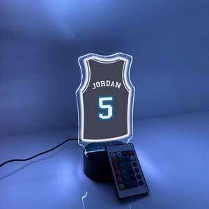Personalized Name & Number Basketball Jersey Player Fan Team Sports Themed Night Light 16 Colors Lamp LED, Room Man Cave Decor, Minnesota