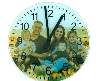 Custom Personalized UV Printed Premium Acrylic Battery Powered Quartz Movement Clock 8&quot; -Your Favorite Picture Photo Logo or Saying Engraved