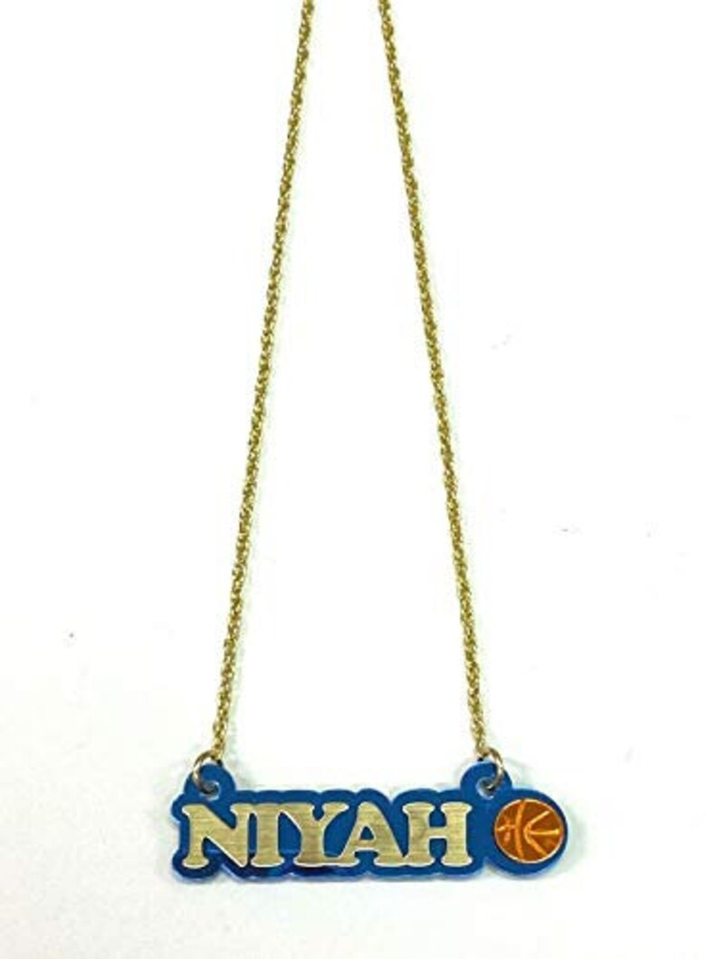 Basketball Name Plate Custom Name Necklace Nameplate Etsy