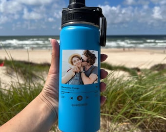 Custom Spotify Water Bottle | Personalized Photo Picture Water Bottle 18/32oz Stainless Steel Vacuum Insulated Flask Keeps Liquids Icy Cold!