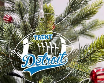 Personalized Ornament Football Sports Team Fan Xmas 3.5" Acrylic Holiday Christmas Tree Hanging Decoration Gift - Detroit - Bulk Order