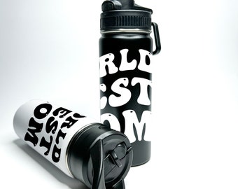Sports Water Bottle 18/32 oz Stainless Steel Insulated Flasks Keeps Drinks Cold Personalized World Best Mom Mommy Mother Mother's Day Gifts!