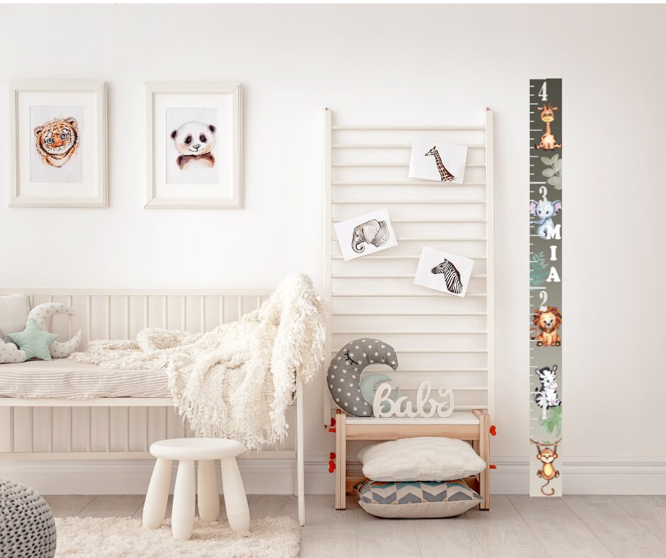 Custom Personalized Measurement Ruler Premium Acrylic Zoo Baby Safari ...