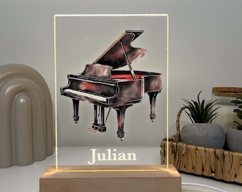 Piano Pianist Player LED Night Light Up Desk Table Lamp Personalized Keyboard Instrument Music Theme Gift for Musicians Song Notes Keys Gift