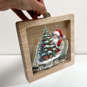 Personalized Christmas Santa Clause & Tree Savings Piggy Bank Money Box, Boys, Girls Room Decor Ideal Holiday Gift - Teach Savings in Style!