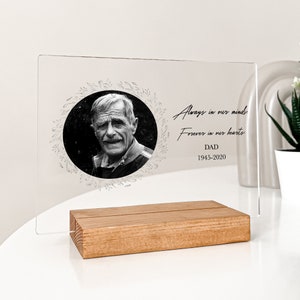 Custom Personalized Photo Picture Plaque In Loving Memory Rest In Peace RIP Forever In Our Hearts Home Décor Custom Wood Stand Engraved Gift