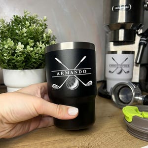 Personalized 16oz DoubleWall Stainless Steel Vacuum Insulated Tumbler Coffee Cup Travel Mug 2in1 Lid Cupholder Friendly, Golf Golfing Golfer