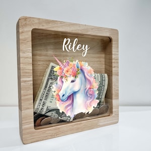Personalized Princess Savings Box, Unicorn Coin Bank, Unicorn piggy bank, Unicorn gift for girls, Unicorn birthday gift, Unicorn room decor