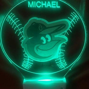 Baltimore Orioles Sports Baseball Night Light Multi Color Personalized LED Room Wall Plug-in Cool-Touch Smart Dusk to Dawn Sensor Super Cool image 3