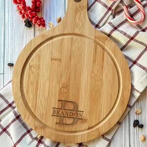 Large Cutting Cheese Charcuterie Board With Hold Handle 13&quot;x10&quot; Round Premium Wood Engrave Kitchen Wedding Anniversary New Home Holiday Gift