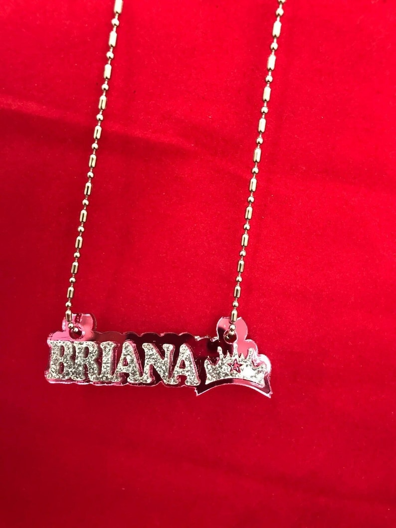 Dazzling and Stunning! Made to Order Any Name and Color Personalized Name Plate Custom Name Necklace Nameplate Name Laser Cut Diamond Look