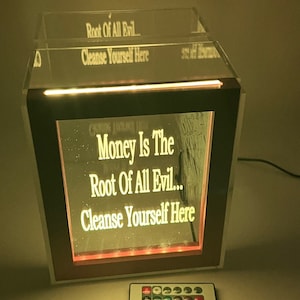 Fantastically Unique Tip Box Donation Jar Personalized FREE Engraved LED 16 Colors 7"Wx8.5"H Bartenders Performers Dj's Bands - Made in USA!