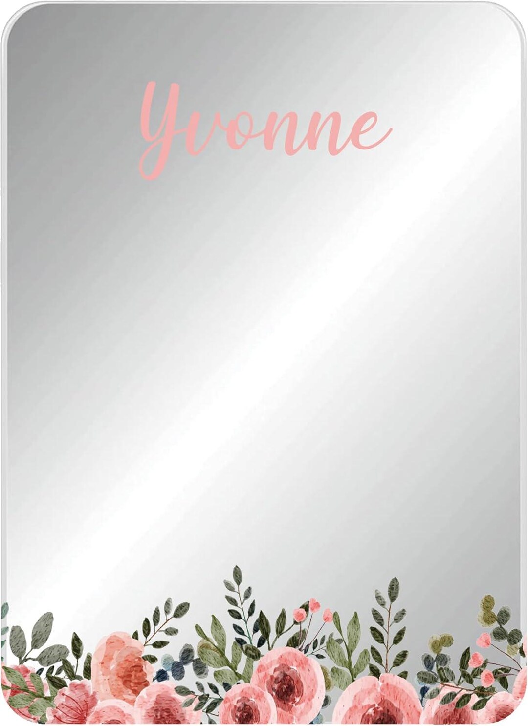 Pink Flowers Locker Mirror Personalized Name Back to School Magnetic ...
