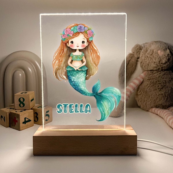 Colorful Mermaid Magical Princess Girls Room Decor Name Night Light LED Personalized 16 Color Options, Gift, Centerpiece, Too Cute To Resist