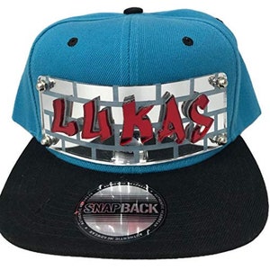 Personalized Custom Snapback Hat Six Panel Flat Bill Snap Back Hat Cap, Laser Cut Graffiti Letters, Custom Made to Order, Exclusive Creation